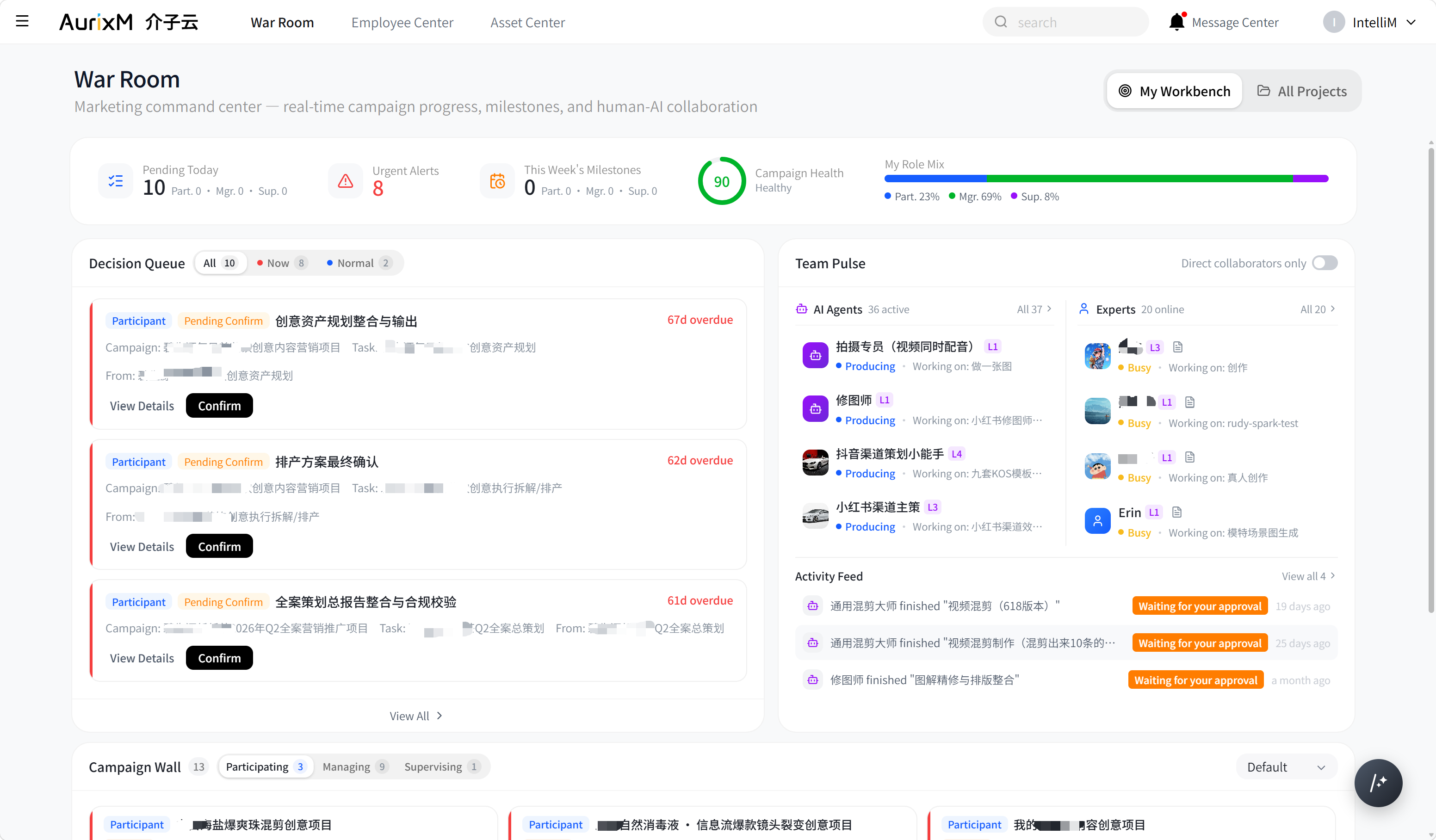 IntelliM Campaign Sandbox workbench interface