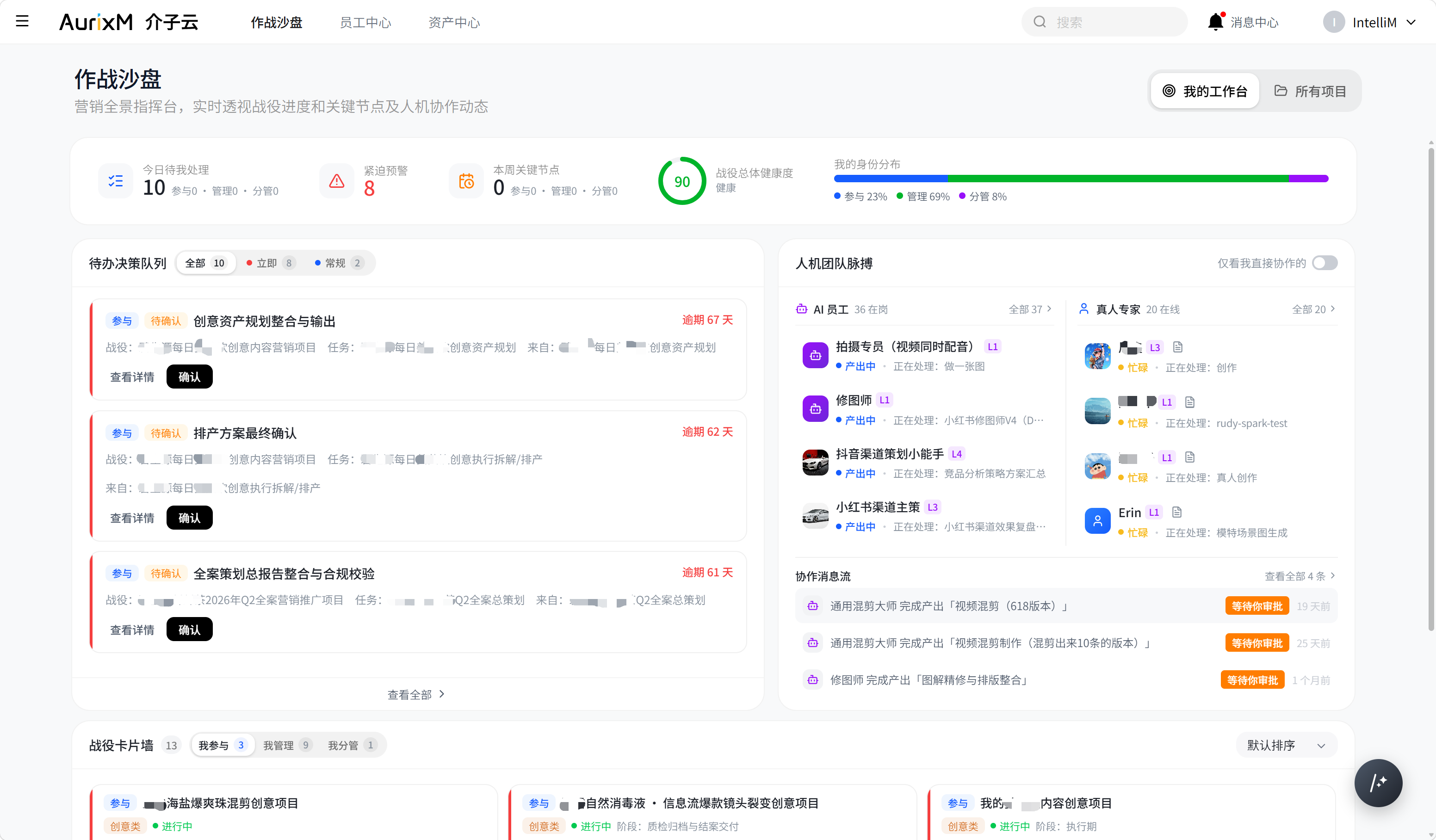 介子云四大模块 作战沙盘工作台界面