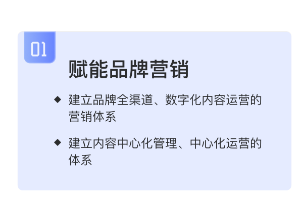 品牌营销、全渠道数字化内容运营体系、中心化管理、中心化运营